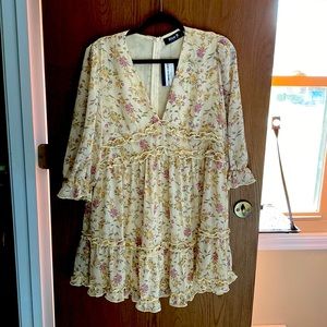 Cream floral babydoll dress, Blue B, L